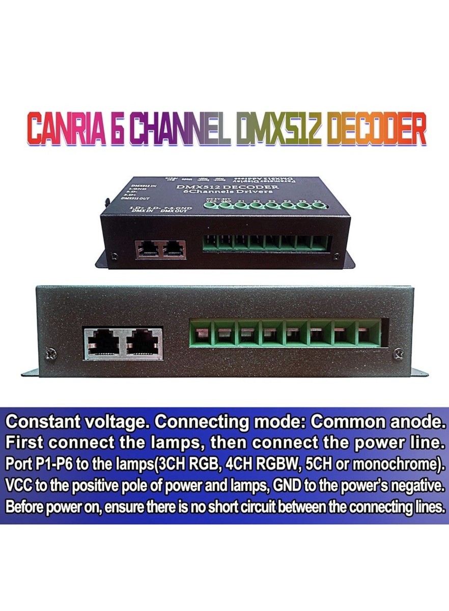 DMX 512 Digital Decoder 6 Channel Drivers 5-24 Volts RGB,RGBW