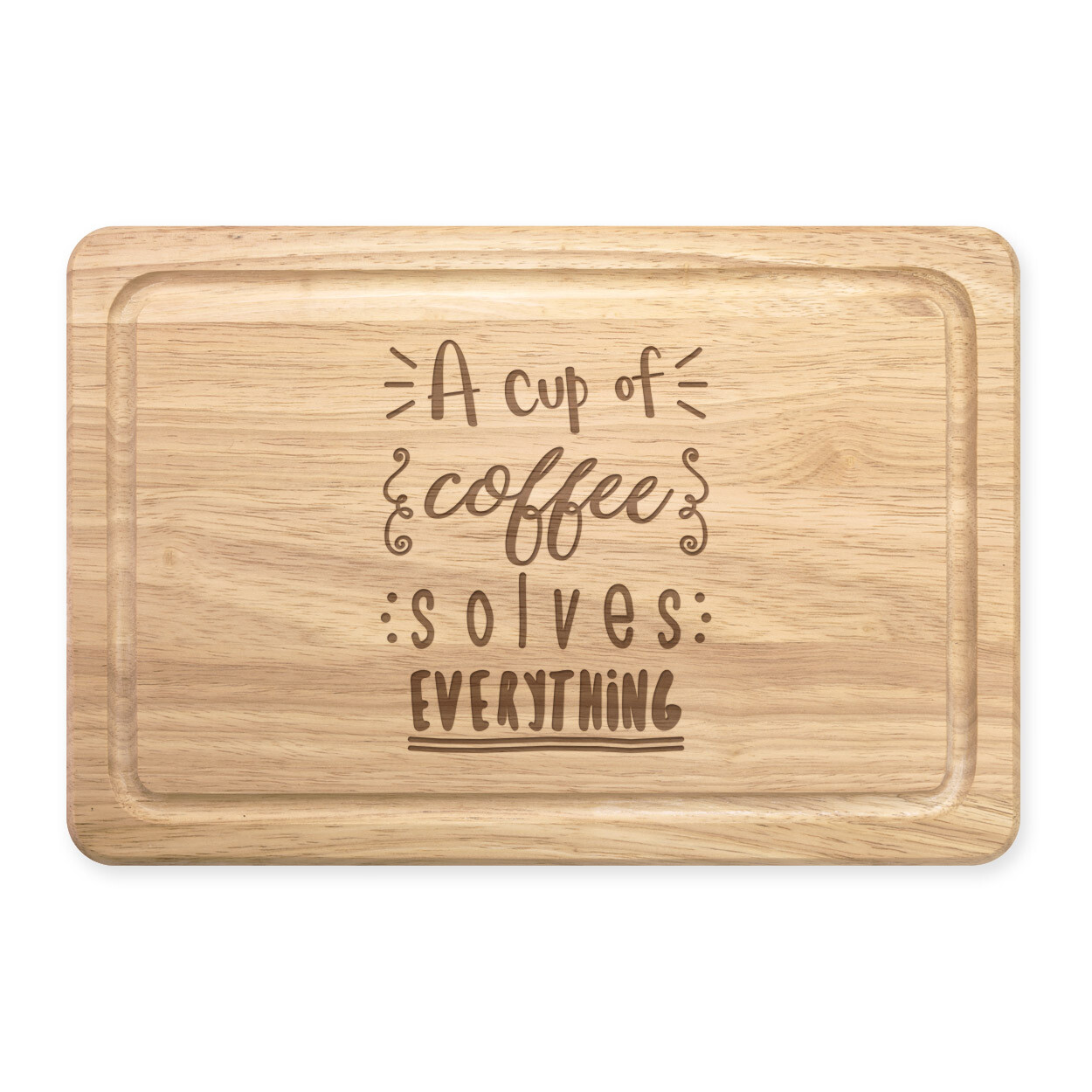 A Cup Of Coffee Solves Everything Rectangular Wooden Chopping Board - Funny Joke
