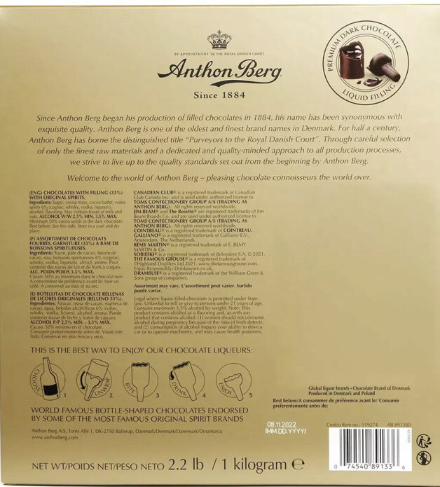 Anthon Berg Chocolate Liqueurs with 64 Famous Original Liquor Spirits