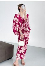 2024SS Fashion Pleated Printed Holiday Style Dress with A Loose Waist Long Skirt