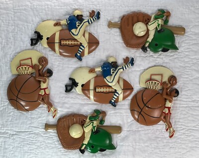 Vintage BURWOOD Sports Wall Art Plaques 1991 Baseball/Football/Basketball Deco