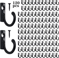 Coat Hooks-120 Pack Farmhouse Hooks with 120Pcs Metal Screws, Black Decorative R