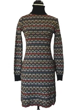 M MISSONI Multicolor Turtleneck Hexagon Knit Mini Dress Women’s Size 2