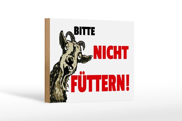 Holzschild Hinweis 12X18 Cm Tiere Bitte Nicht FüTtern Ziege Deko Schild-image