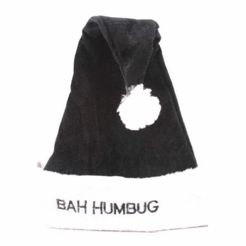 CAKE-FACTORY Deluxe Bah Humbug Black Santa Christmas Hat Great For Fancy Dress Parties