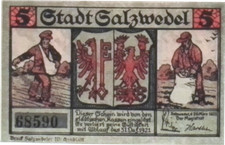 1921 Germany CALZWEDEL 5 Phennig Banknote / Notgeld