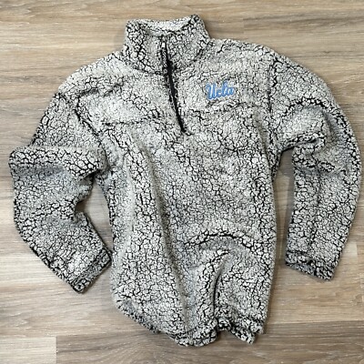 UCLA Bruins Medium Sherpa Half Zip Sweater Gray and Blue Super Soft & Warm