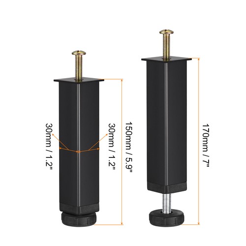 Einstellbar Höhe Bettgestell Stützfüße Ersatz(150mm-185mm/5.9"-7.3") Schwarz - Bild 2 von 5
