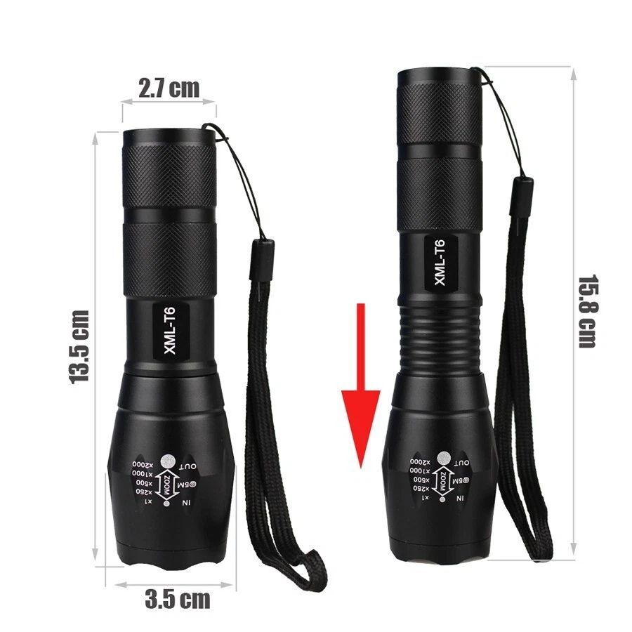 Taktische LED-Taschenlampe, superhell, hohe Lumen, XML T6 LED-Taschenlampen DE - Bild 3 von 4