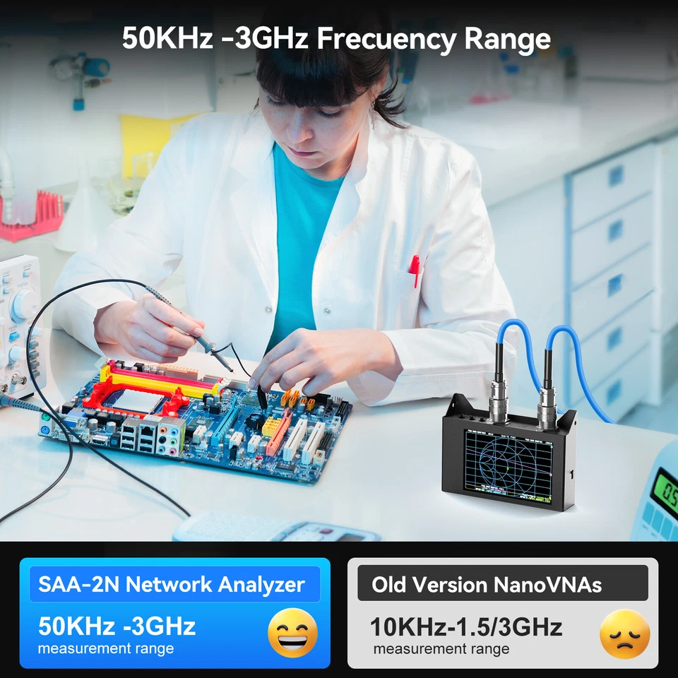 Seesii 4inch 50KHz-3GHz HF VHF UHF VNA NanoVNA Vector Network Antenna Analyzer - Image 4 of 4