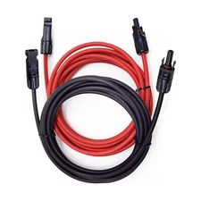 Solar Panel Extension Cable Wire Solar Connectors 10 AWG PV Cable Black & Red