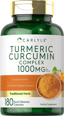 Carlyle Turmeric Curcumin with Black Pepper 1000Mg | 180 Capsules | Turmeric Com