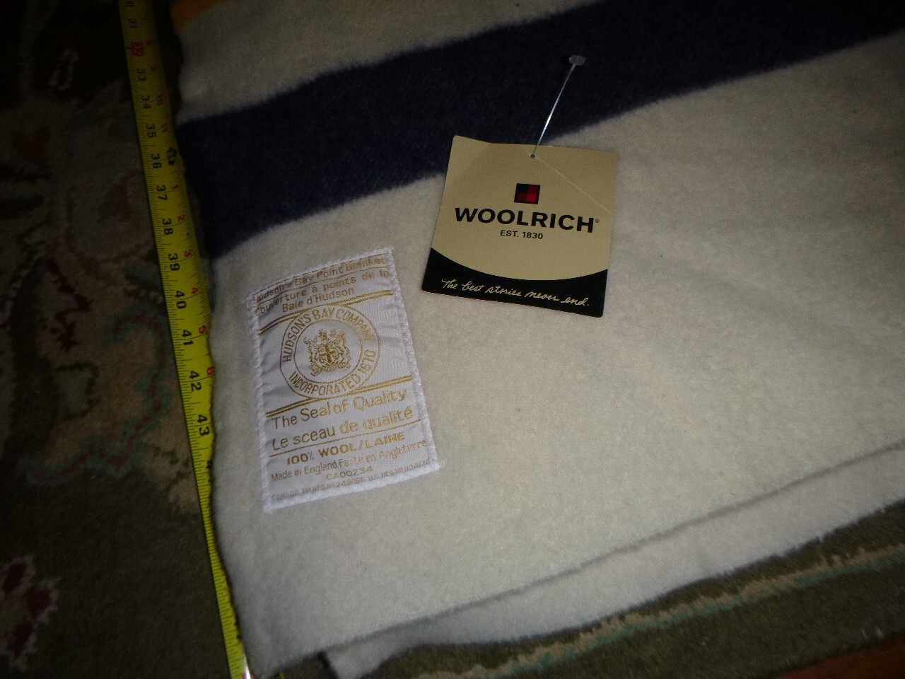 HUGE Hudson's Bay Company 6 Point Wool Blanket England 90" X 100" w/tag eBay