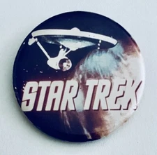 Vintage STAR TREK ENTERPRISE, (1970s), Pinkback Button 2”, Excellent Condition