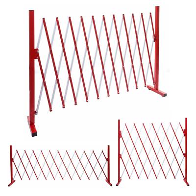 Absperrgitter HWC-B34, Scherengitter Zaun Schutzgitter ausziehbar, Alu rot-weiß