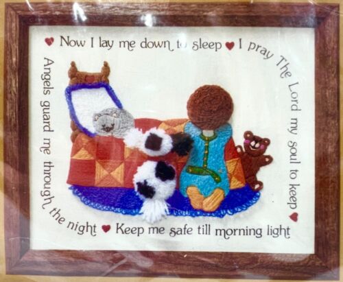 NEW 1984 Creative Circle Sleepy Time Prayer 538 Crewel Embroidery Kit Vntg 15910