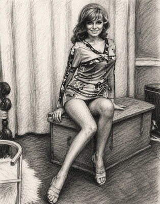 Famous Actress JULIE EGE Vintage Charcoal Sketch Style Fridge MAGNET 4x6