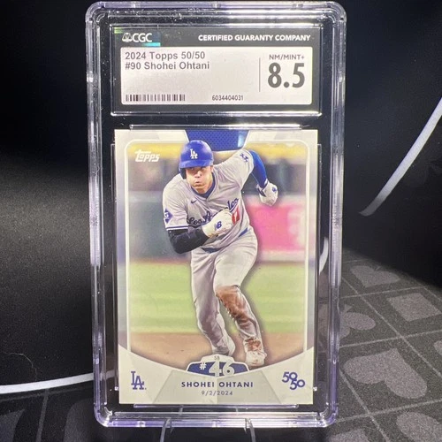 2024 Topps 50/50 Shohei Ohtani card #90 in a CGC NM/Mint+ 8.5 LA Dodgers SB#46