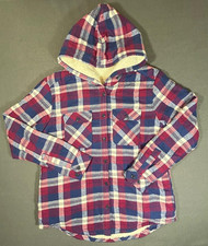 Boston Traders Hoodie Jacket Women's Size Medium Red Plaid Sherpa Lined Flannel