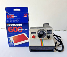 Vtg POLAROID One Step Land Camera With Film Rainbow Stripe 1970's Retro Film