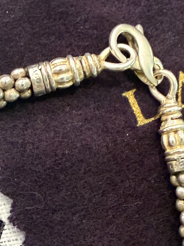 Collar de cuentas de caviar de 5 mm de plata de ley de diseñador LAGOS Foto 3 de 4