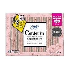 Unicharm Sofy Center-in Compact 1/2 Winged Pads 24.5cm 16pc - Unscented