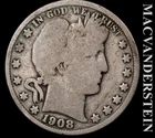 1908 Silver Barber Half Dollar - Scarce  Better Date  No Reserve  #L4875