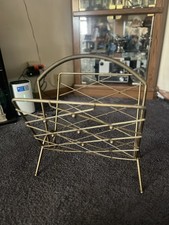 1950's Gold Painted Mid Century "Atomic" Metal Wire LP Magazine Rack