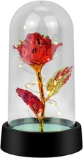 Forever Rose Galaxy Flower in Glass Dome with LED Light – Gift for Women