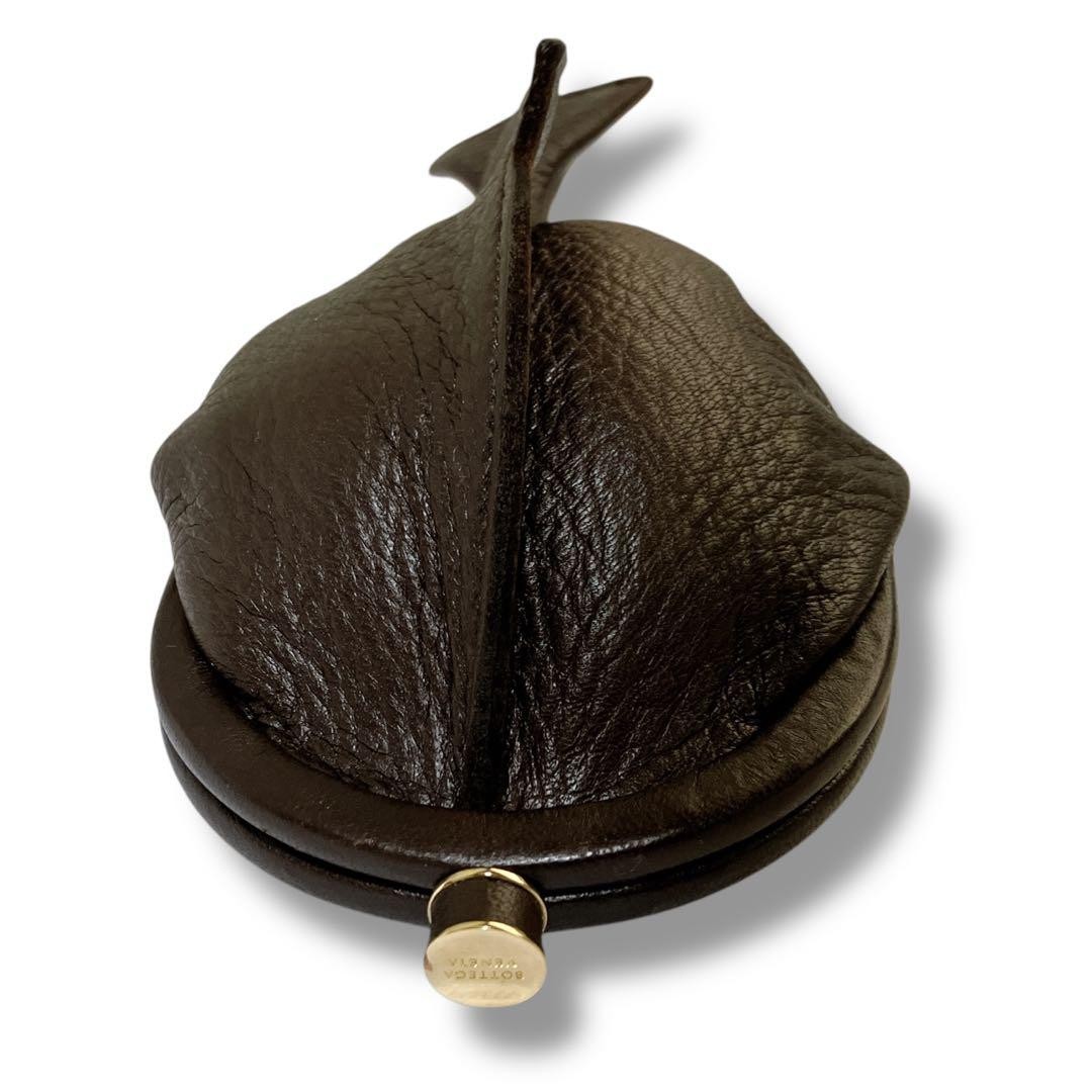 Bottega Veneta Fish Motif Flapjacket Leather Coin Case, Brown, From Japan, y9724 thumbnail 2