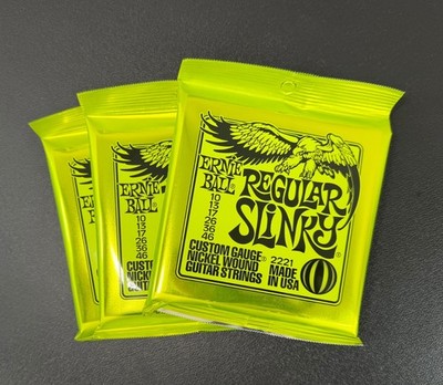 3 SETS - ERNIE BALL REGULAR SLINKY 10-46 ELECTRIC GUITAR STRINGS 2221