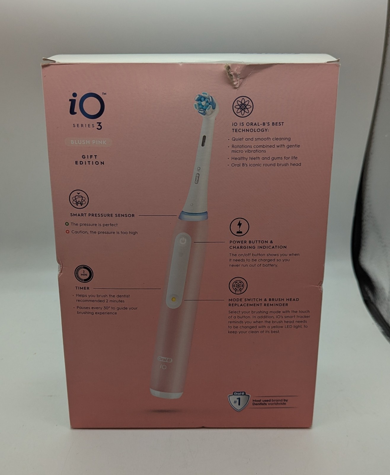 Oral-B iO Series 3 Gift Edition Blush Pink w/ Travel Case New Damaged Box (A) image 2