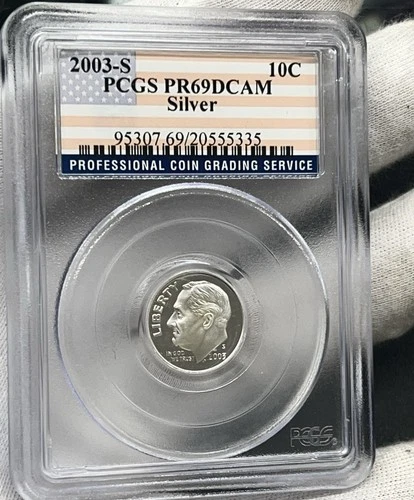 C103.  2003 S  Roosevelt SILVER  Dime. PCGS PR69 DCAM