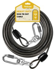 Heavy-Duty Dog Tie-Out Cable - 50FT Extra Strong Wire Cable for Large Pets Up...