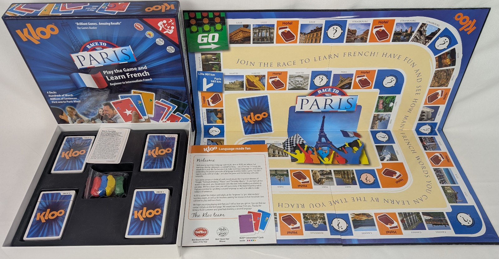 Kloo Race To Paris Learn French Board Game 100% Complete
