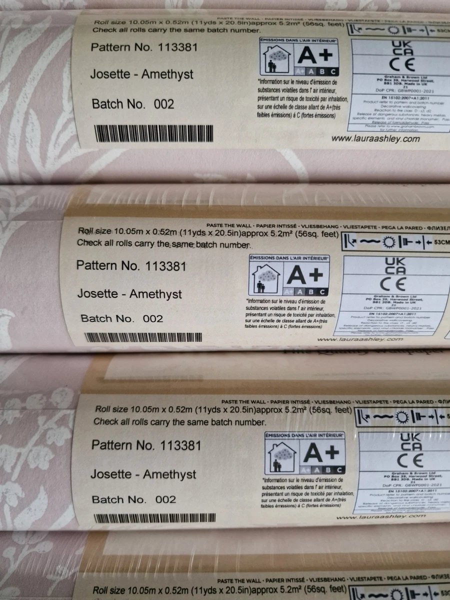 Papel pintado amatista Laura Ashley Josette x 6 rollos disponibles precio por rollo