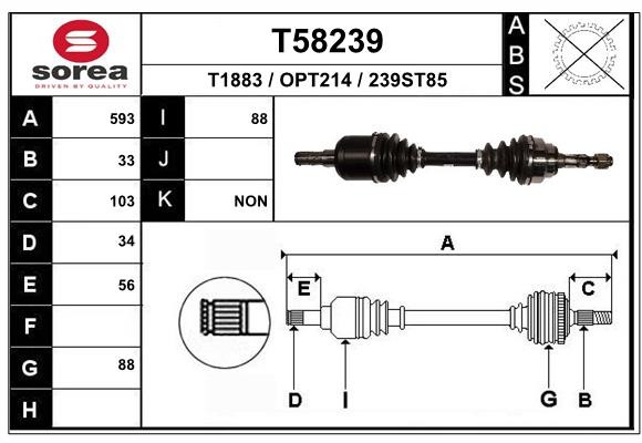EAI Antriebswelle Vorne Links FüR Opel Zafira A F75_ Astra G Coupe F07_ F67-image
