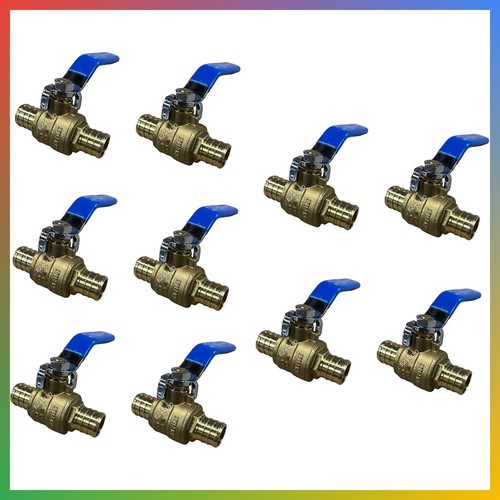 10 Pack 3/4 Pex Ball Valve Crimp Full Port Brass Plumbing Shut Off