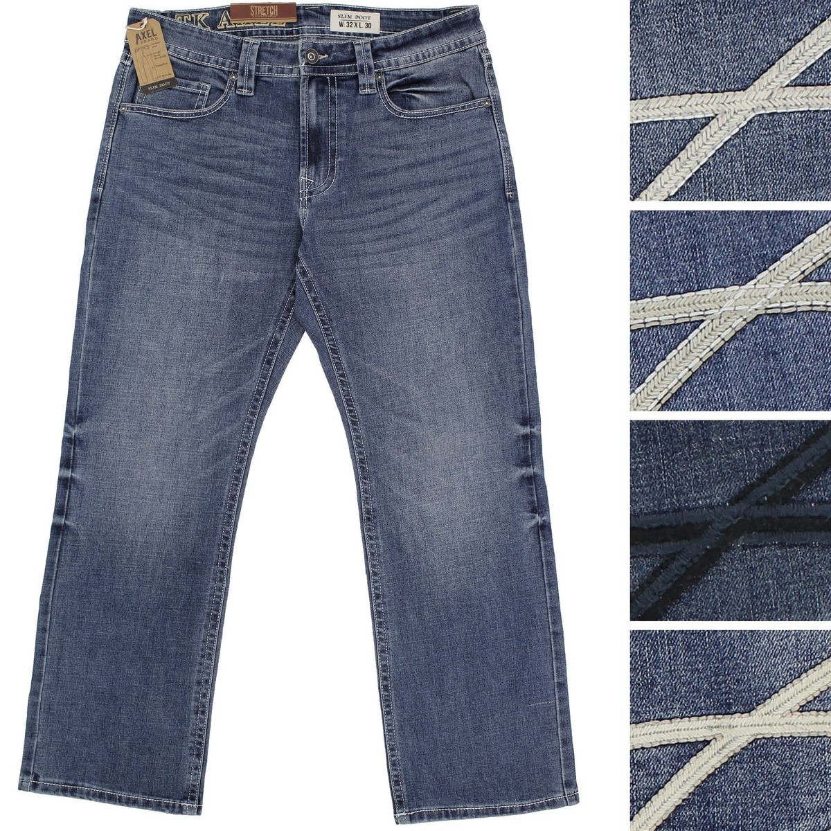 T.K. Axel Jeans Men's Slim Boot Cut Pants Stretch 5 Pocket Mid