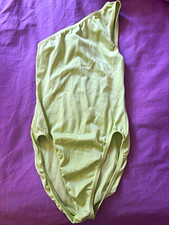 Women s Petite White Solid One-Piece Dance Leotard Bodysuit Nylon Blended Fabric