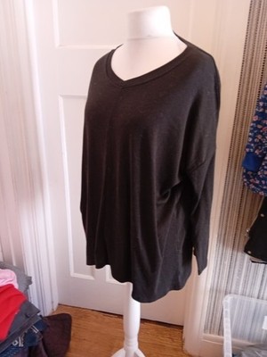 Leichter Pullover 3XL schwarz Langarm V-Ausschnitt