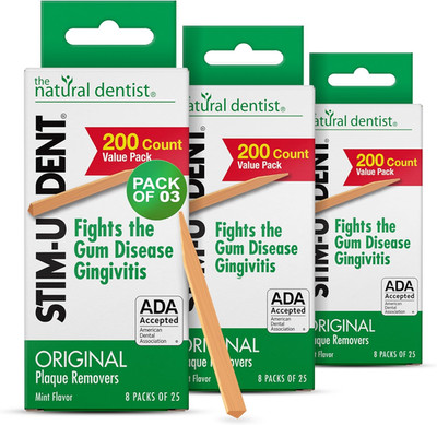 Stim-U-Dent Mint Dental Picks, Wooden Toothpicks for Food & Plaque Removal, Refr