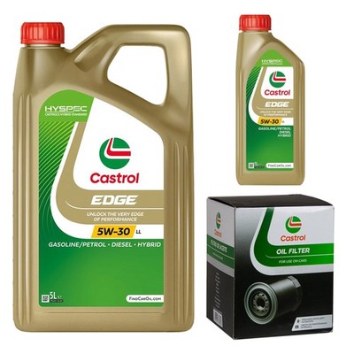 CASTROL Inspektionspaket 6 L EDGE Titanium 5W-30 LL für VW Golf V 1.4 TSI 1.6