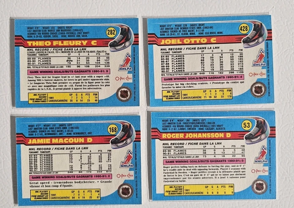 Tarjetas de hockey O-PEE-CHEE 1991 Calgary Flames lote 17 tarjetas usadas  Foto 3 de 4