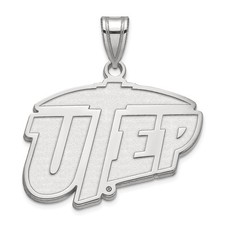 14k White Gold LogoArt University of Texas at El Paso Large Pendant