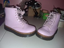 Doc Dr Martens Toddler Girls 1460 Boots Sz 8 Pale Pink Patent Leather Side Zip