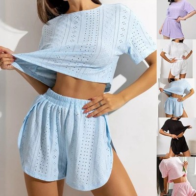 Cut-Out Short Set atmungsaktives Material leichte Home Wear Alltag