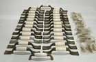 28 Vintage porcelain and brass drawer pull cabinet handles hardware 5" — photo 2