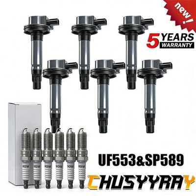 6 Ignition Coils Pack UF553 & Spark Plug For 07-12 Lincoln MKZ 3.5L V6 For 