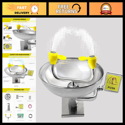 Emergency Eye Wash Station - Wall-Mounted Portable Eyewash for Labs & Factories,